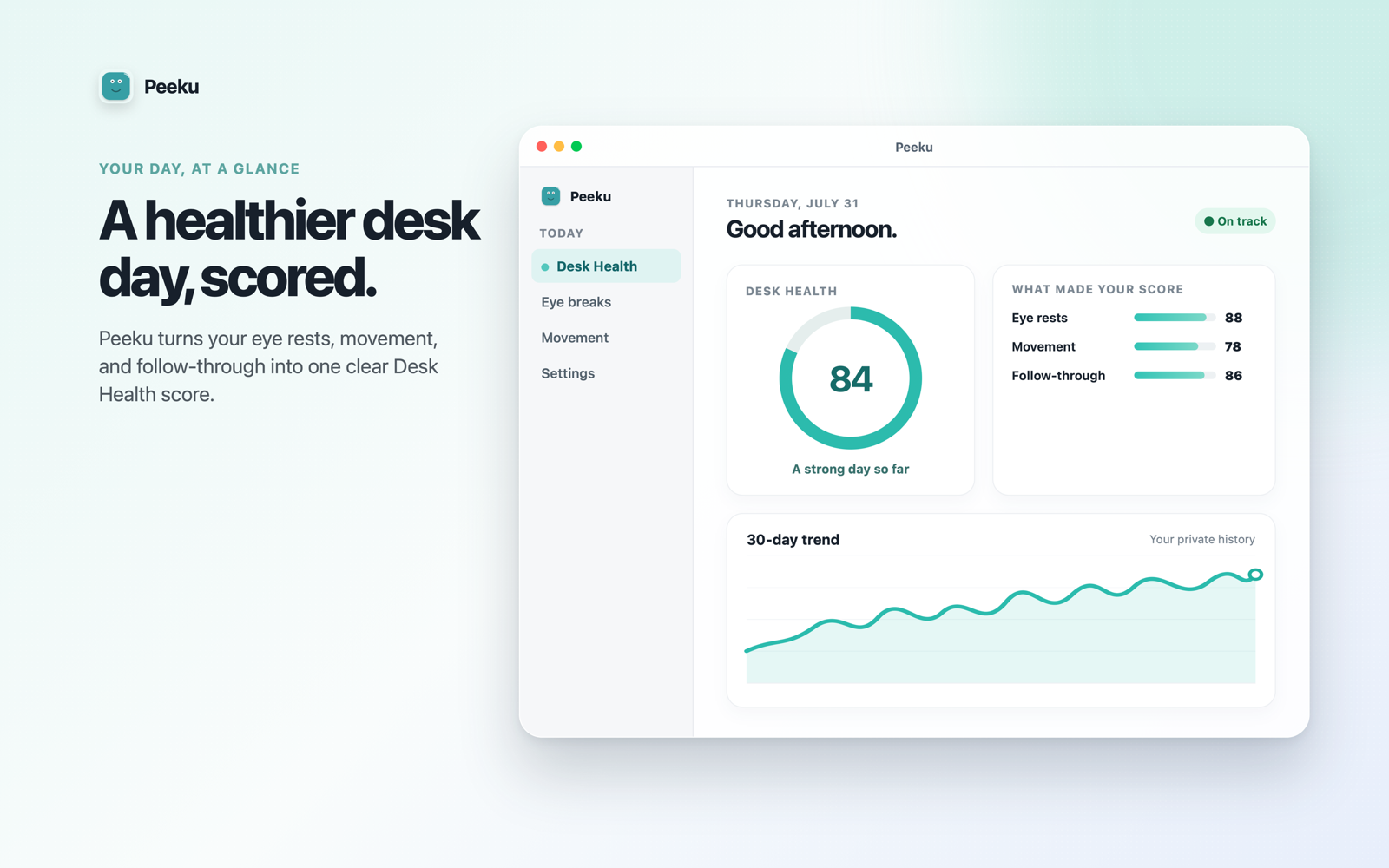 Peeku Desk Health on Mac