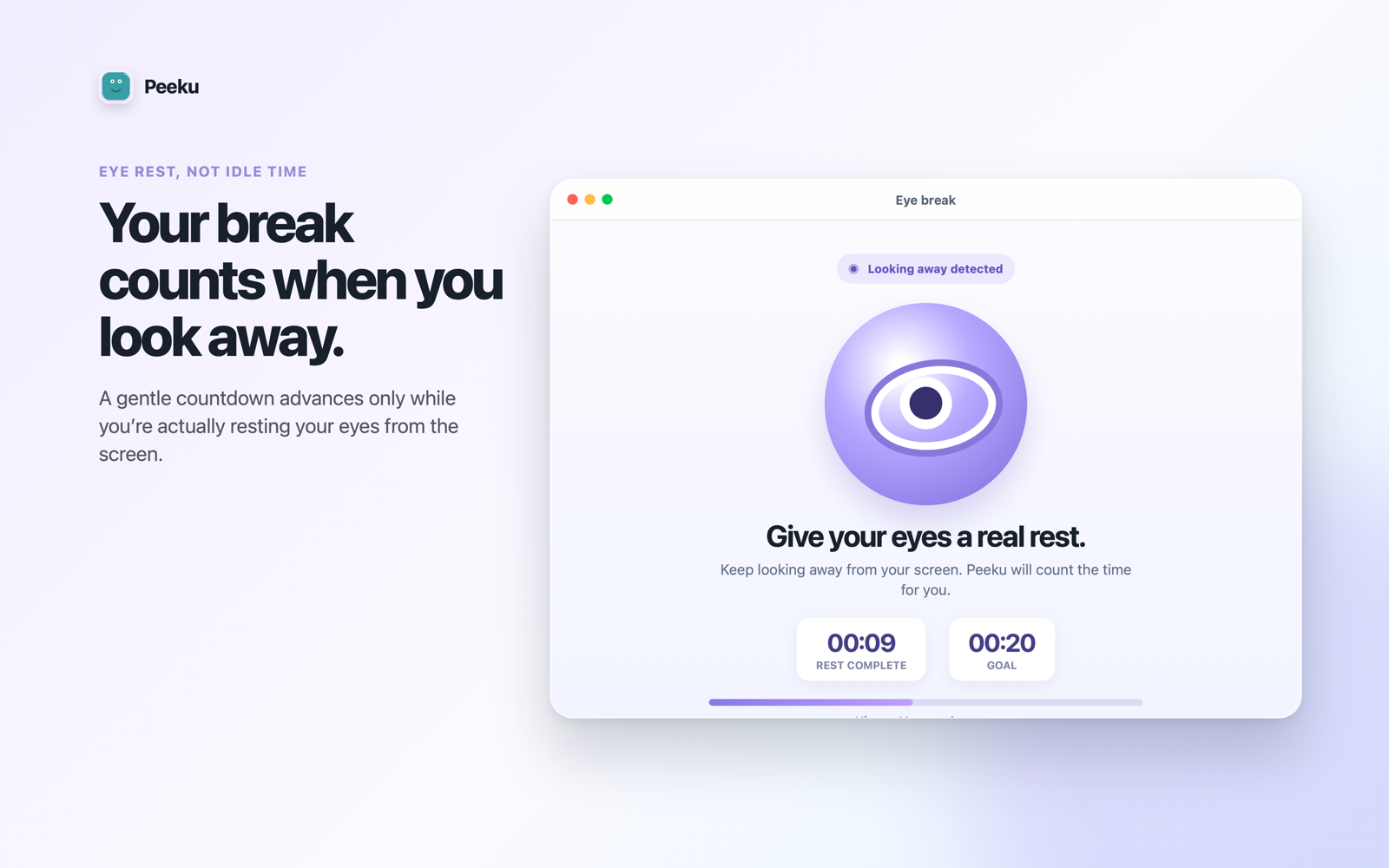 Peeku look-away break on Mac