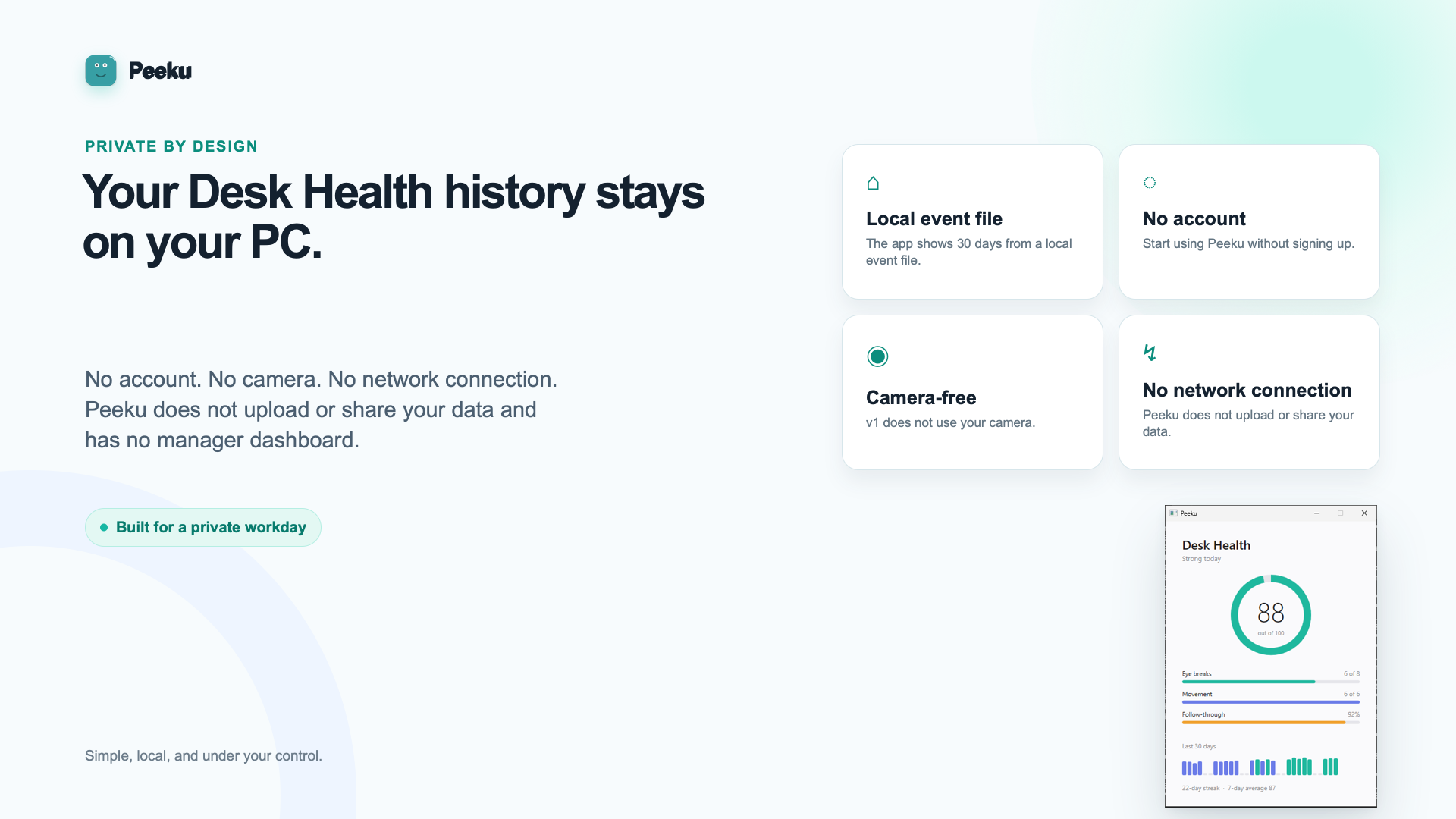 Peeku local-first privacy on Windows